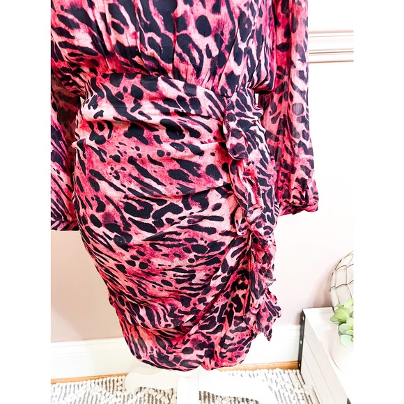 All Saints Dress Black Pink Animal Print Mini NWT Allsaints - Picture 2 of 11